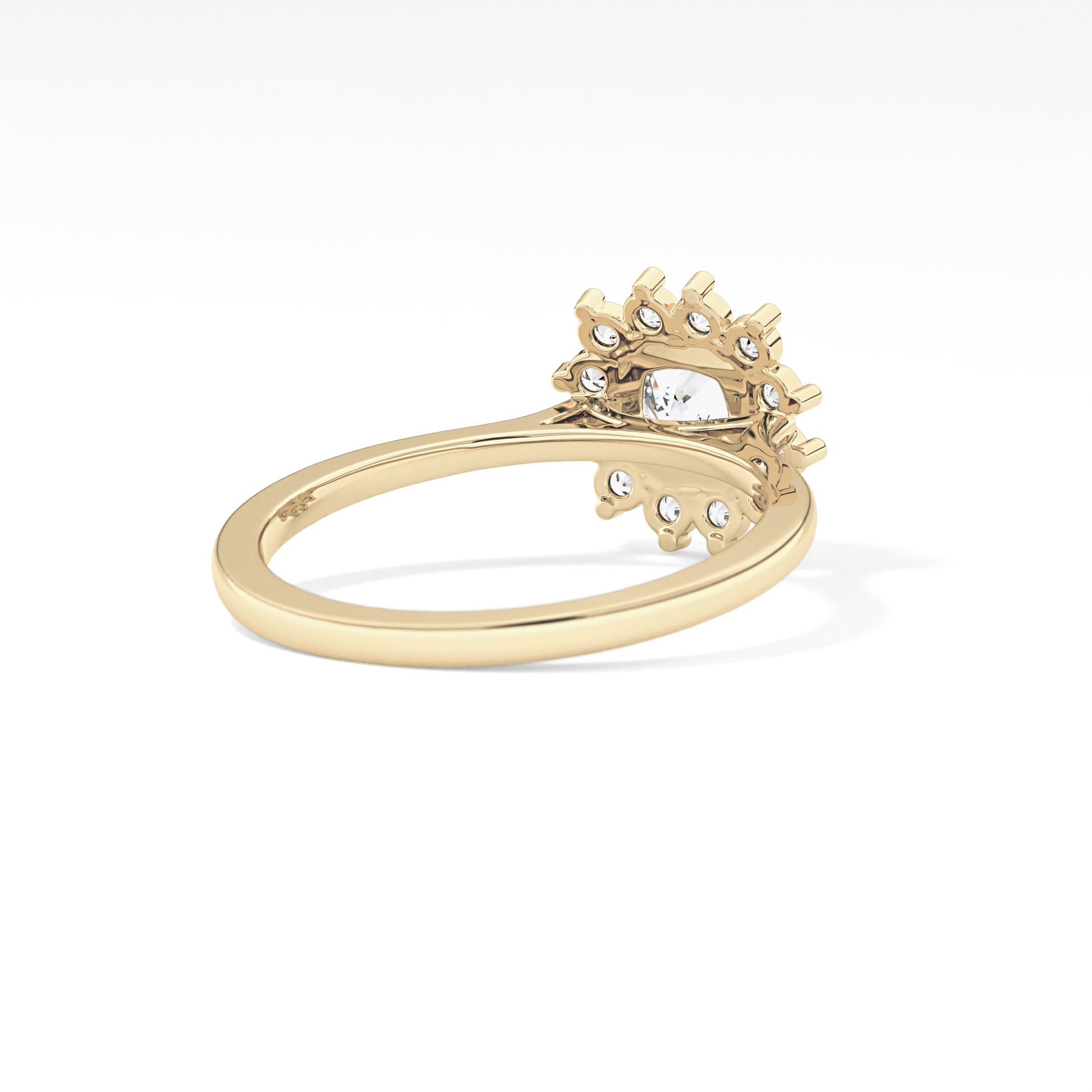 Cushion Cut 0.86 Carat Moissanite Ring – Halo Setting in Gold