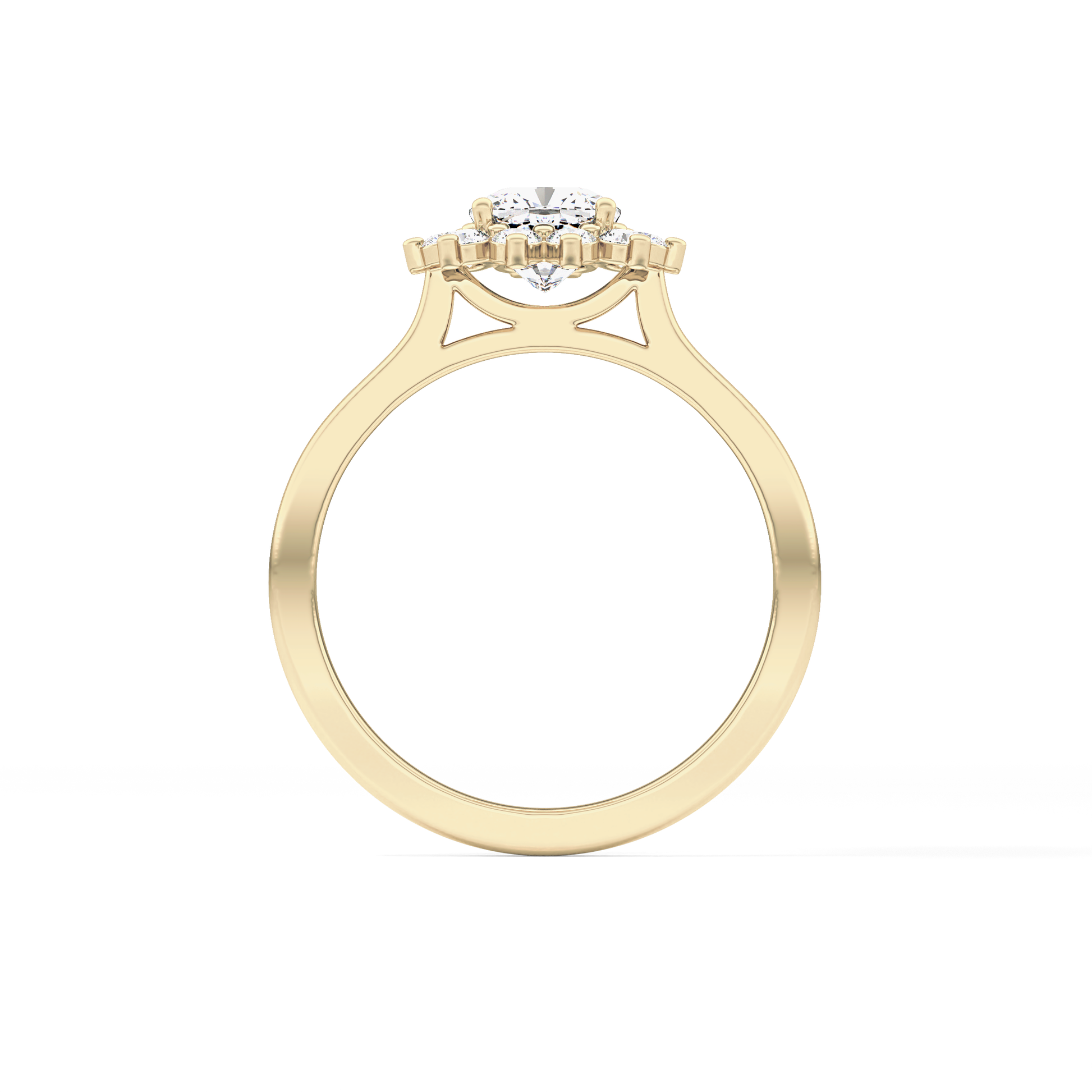 Cushion Cut 0.86 Carat Moissanite Ring – Halo Setting in Gold