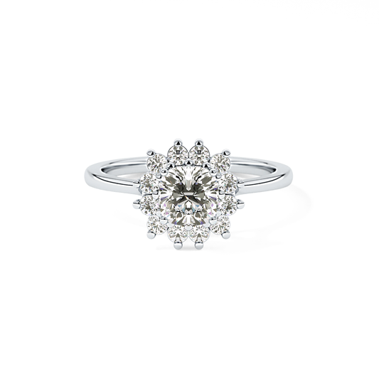 Cushion Cut 0.86 Carat Moissanite Ring – Halo Setting in Gold