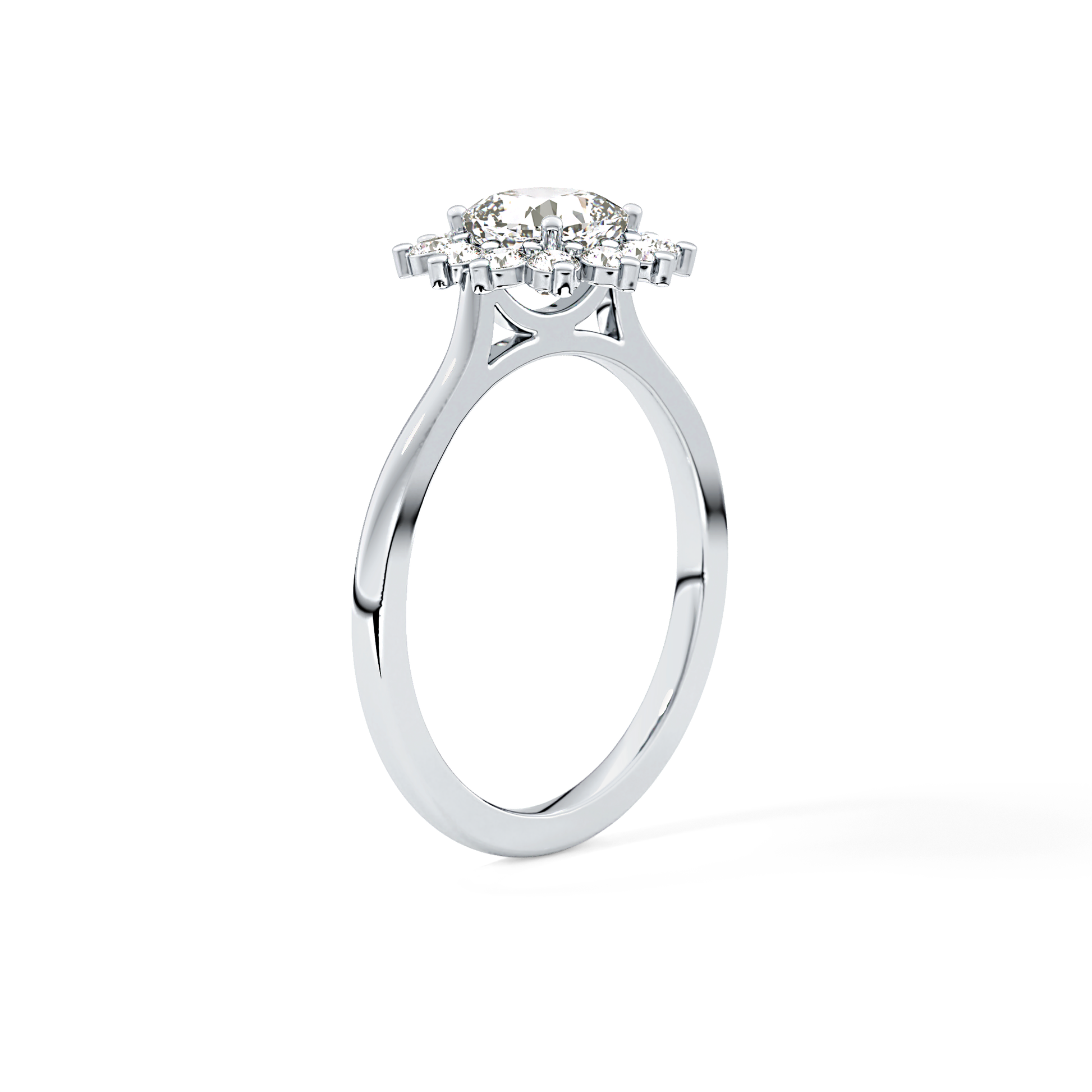 Cushion Cut 0.86 Carat Moissanite Ring – Halo Setting in Gold