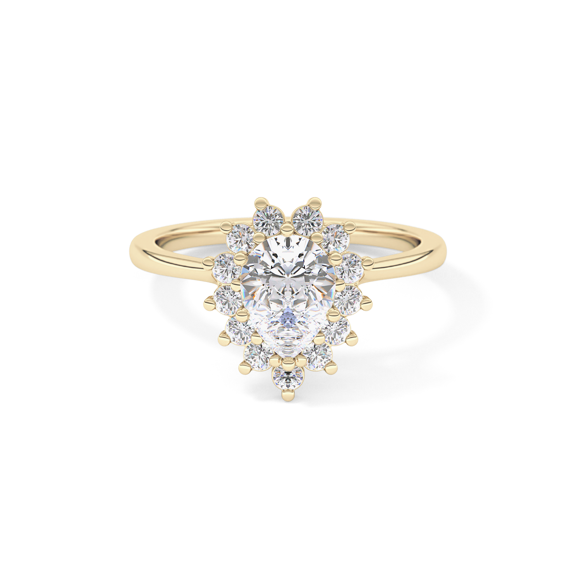 Pear Cut 0.81 Carat Moissanite Ring – Halo Setting in Gold