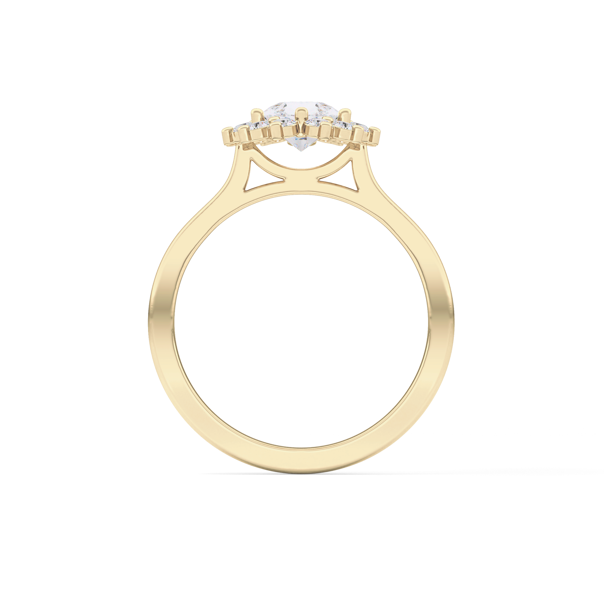 Pear Cut 0.81 Carat Moissanite Ring – Halo Setting in Gold