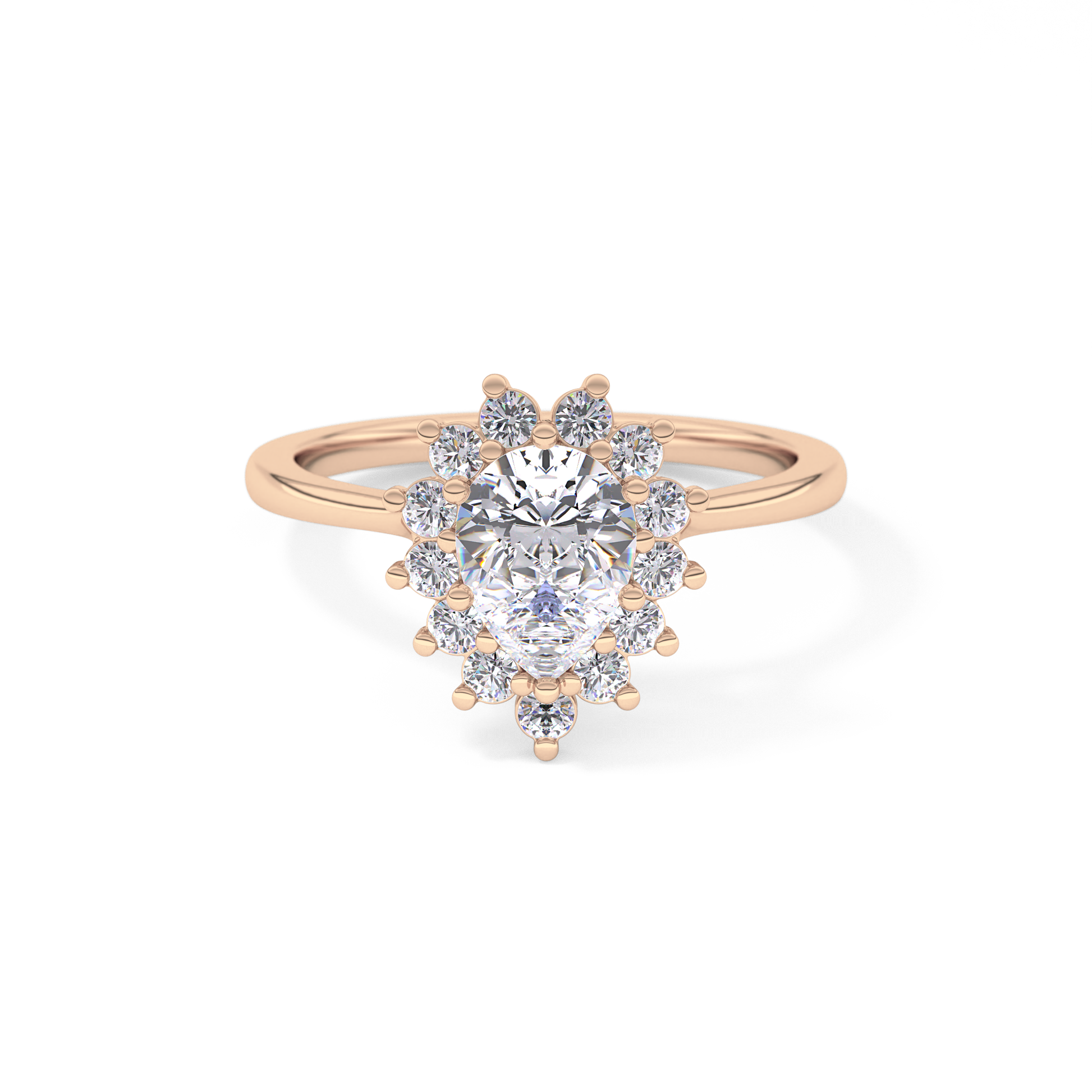 Pear Cut 0.81 Carat Moissanite Ring – Halo Setting in Gold