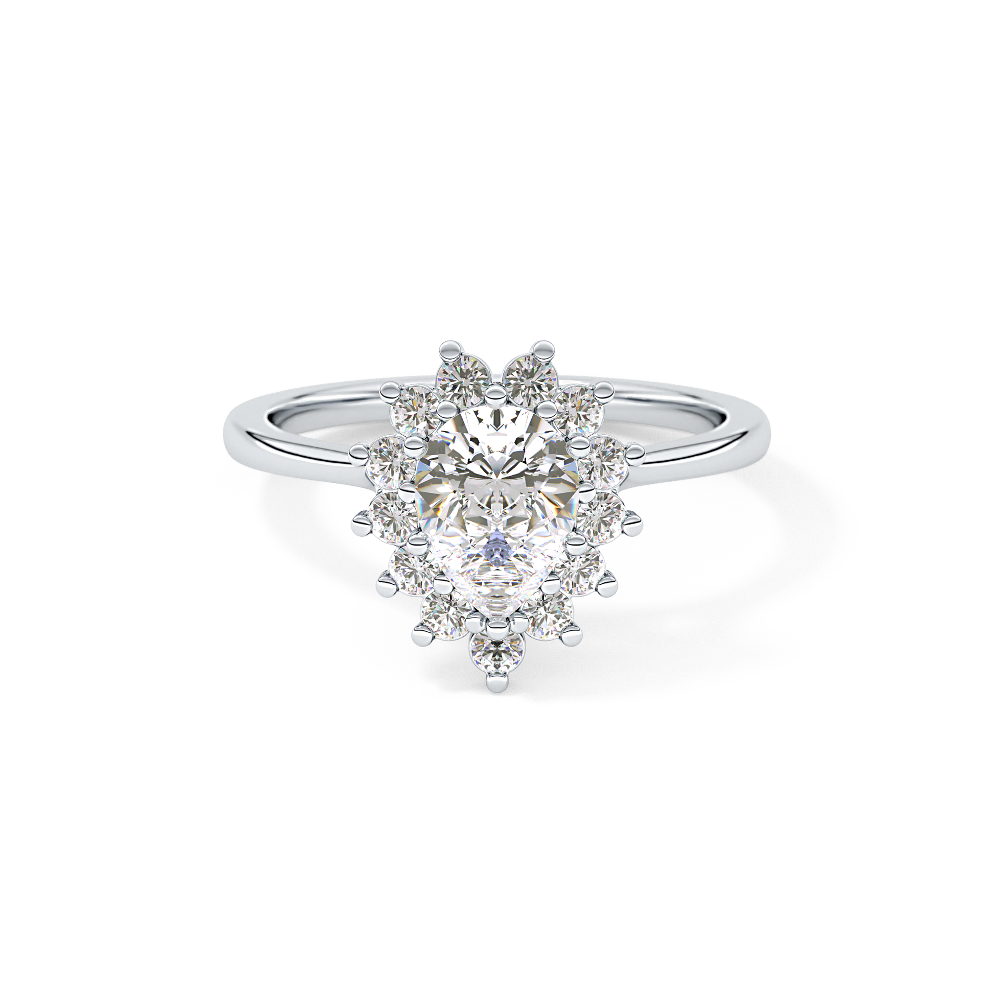 Pear Cut 0.81 Carat Moissanite Ring – Halo Setting in Gold