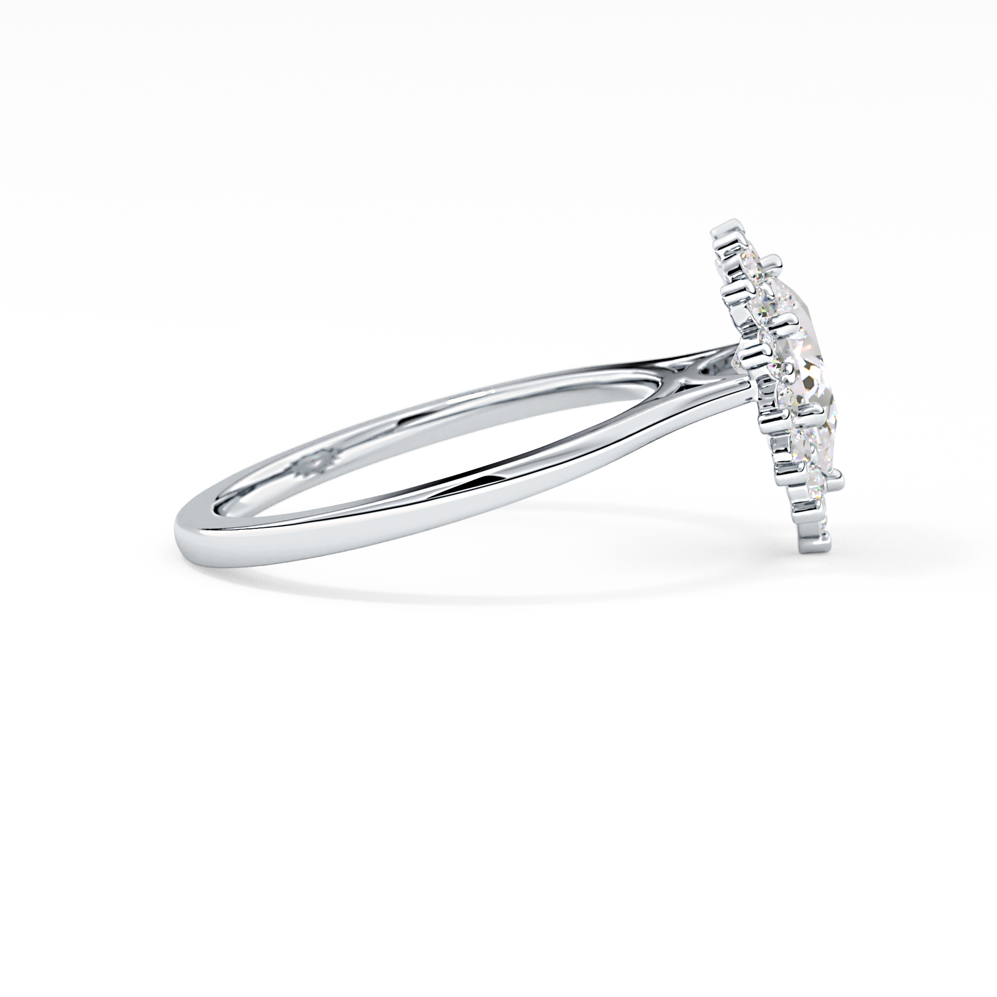 Pear Cut 0.81 Carat Moissanite Ring – Halo Setting in Gold