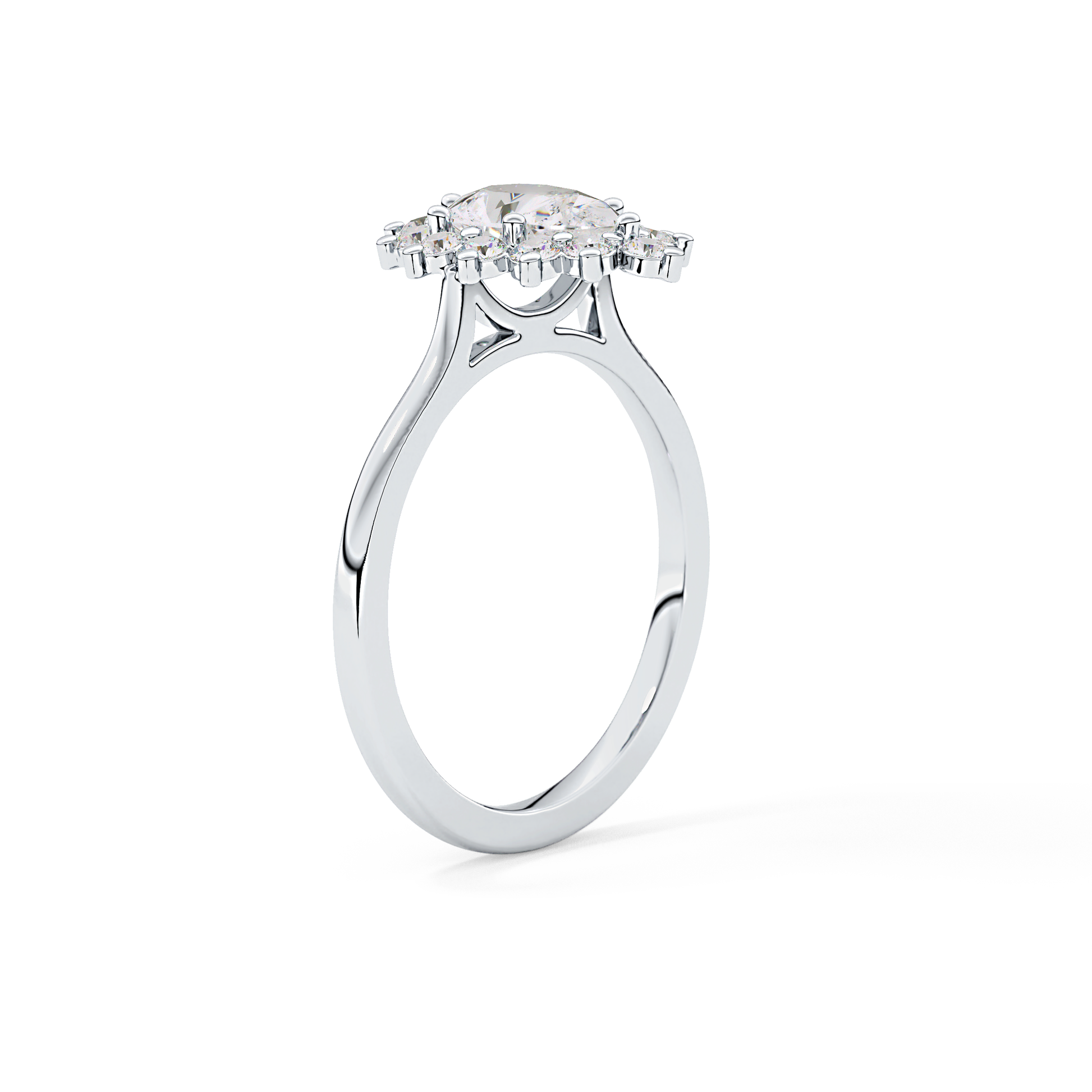 Pear Cut 0.81 Carat Moissanite Ring – Halo Setting in Gold