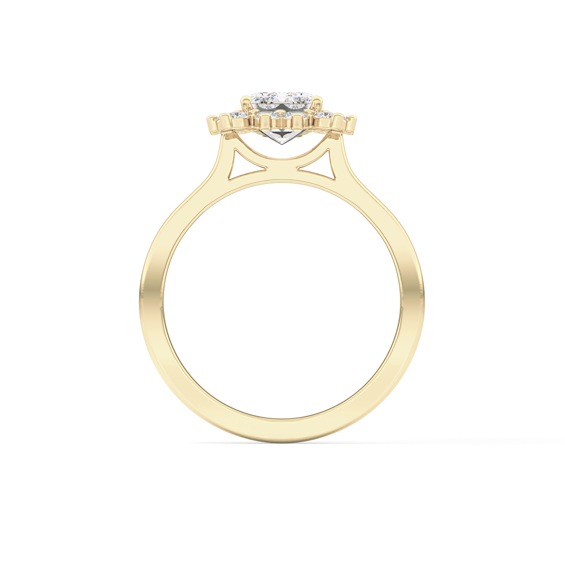 Emerald Cut 1.31 Carat Moissanite Ring – Halo Setting in Gold