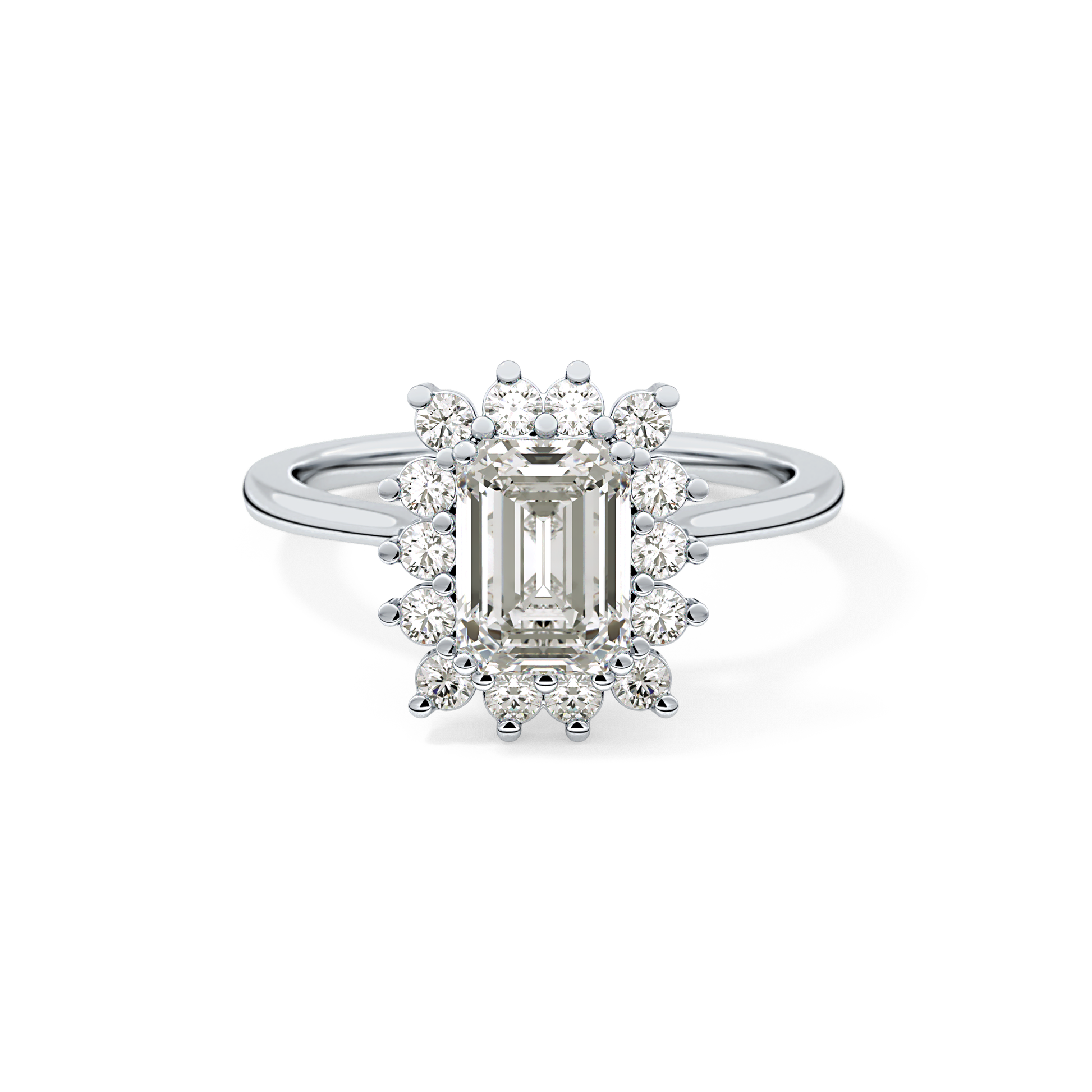 Emerald Cut 1.31 Carat Moissanite Ring – Halo Setting in Gold 7