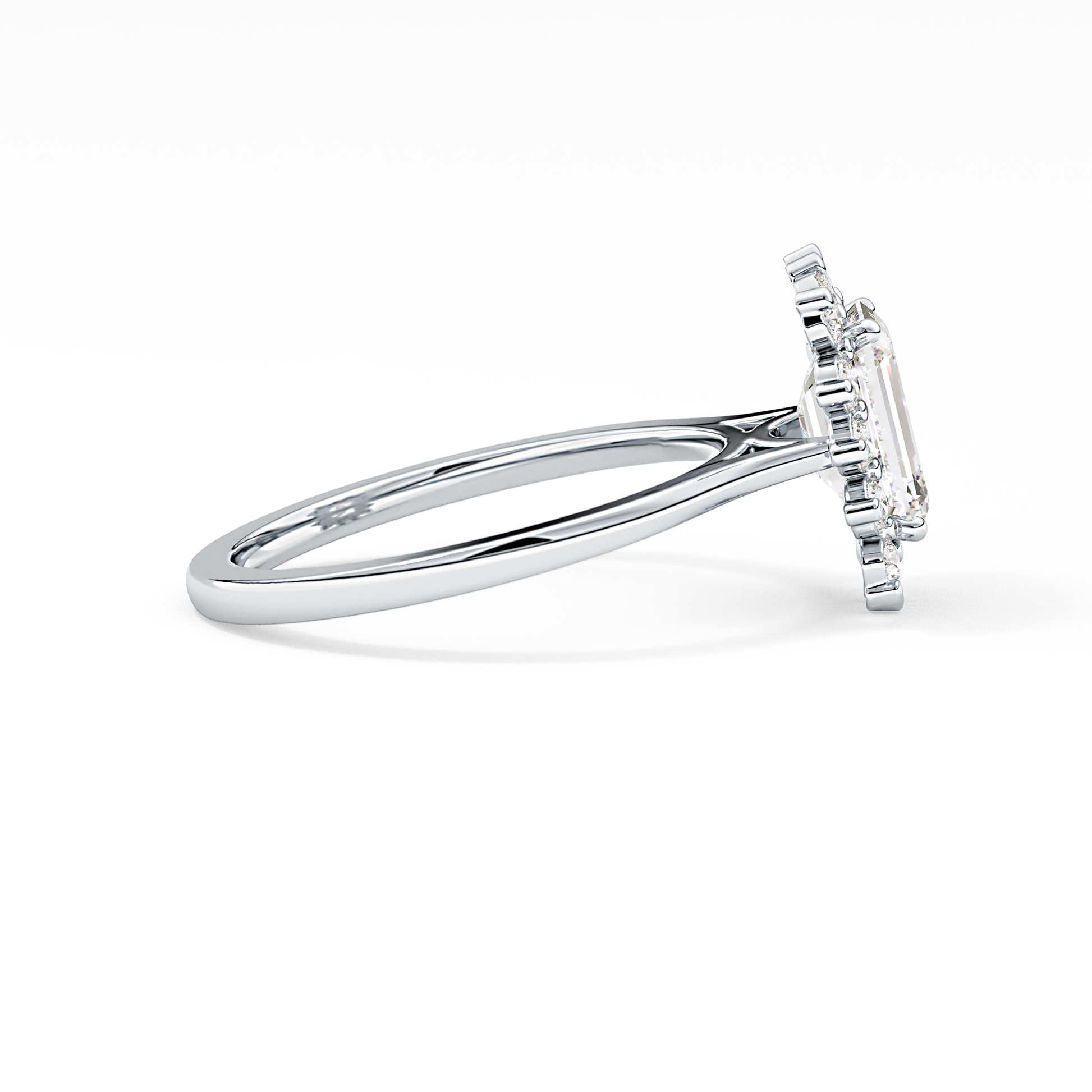 Emerald Cut 1.31 Carat Moissanite Ring – Halo Setting in Gold 9
