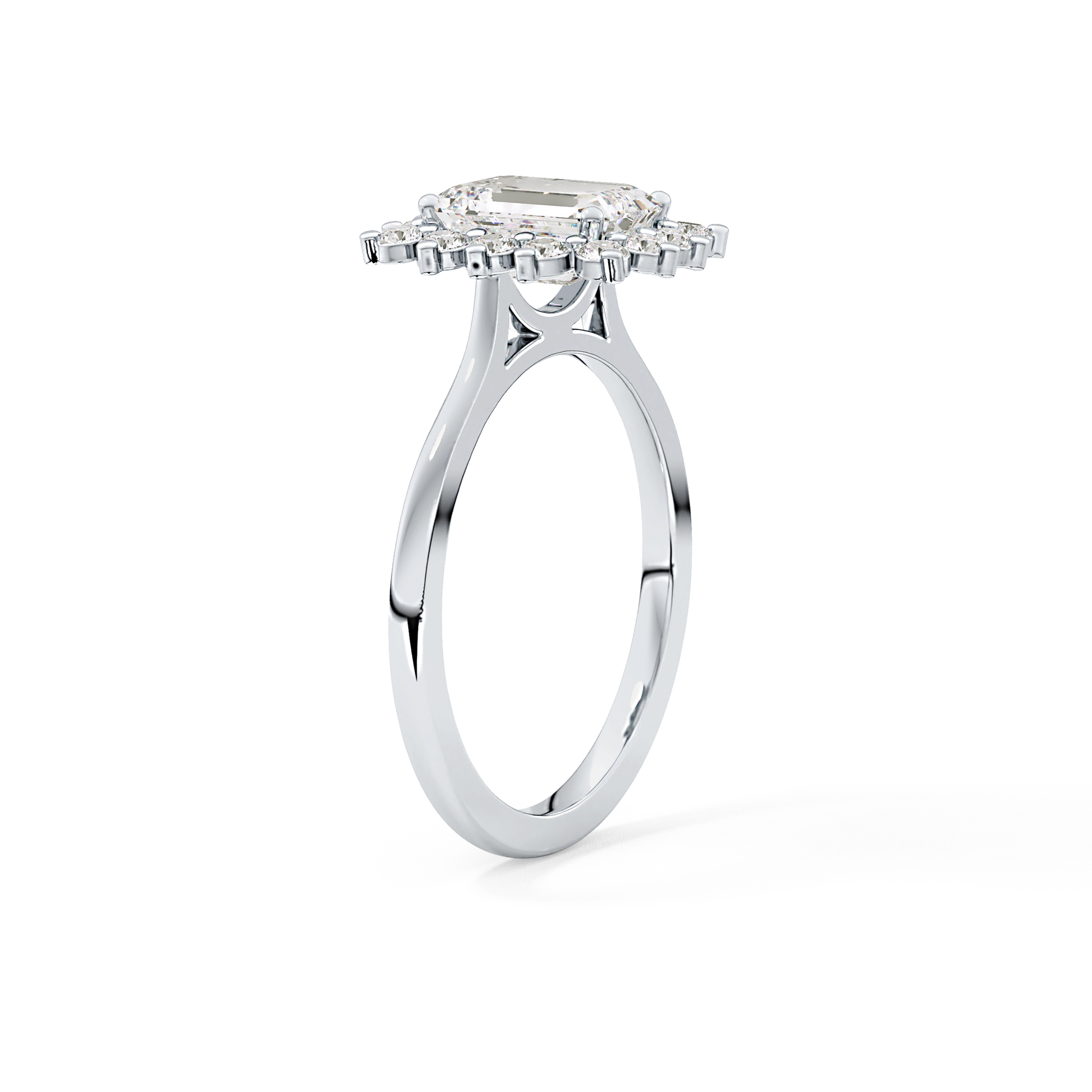 Emerald Cut 1.31 Carat Moissanite Ring – Halo Setting in Gold 11