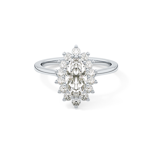 Marquise Cut 0.82 Carat Moissanite Ring – Halo Setting in Gold