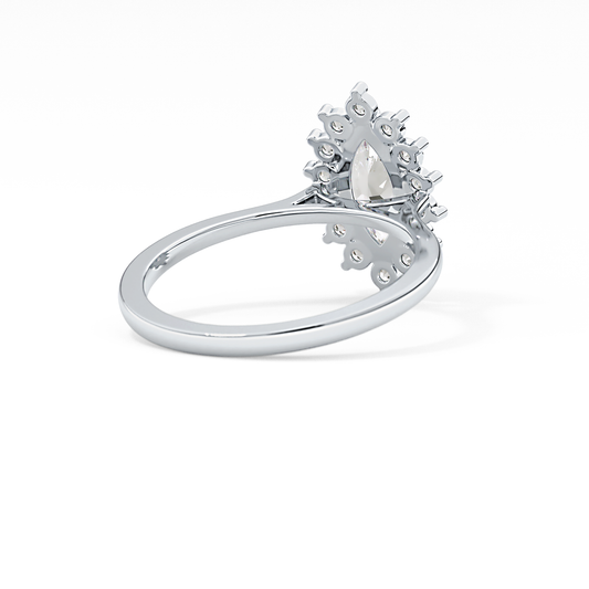 Marquise Cut 0.82 Carat Moissanite Ring – Halo Setting in Gold