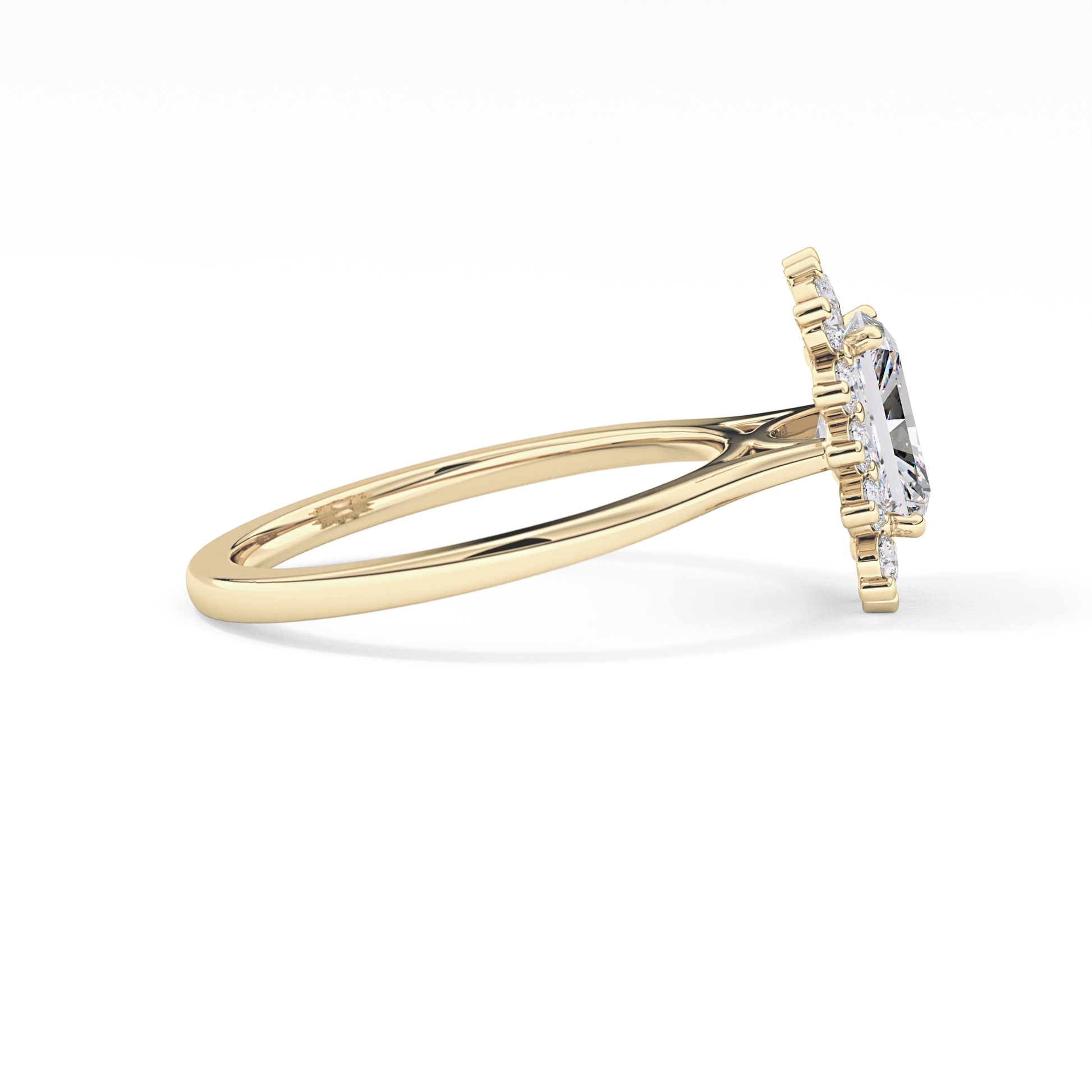 Radiant Cut 1.21 Carat Moissanite Ring – Halo Setting in Gold