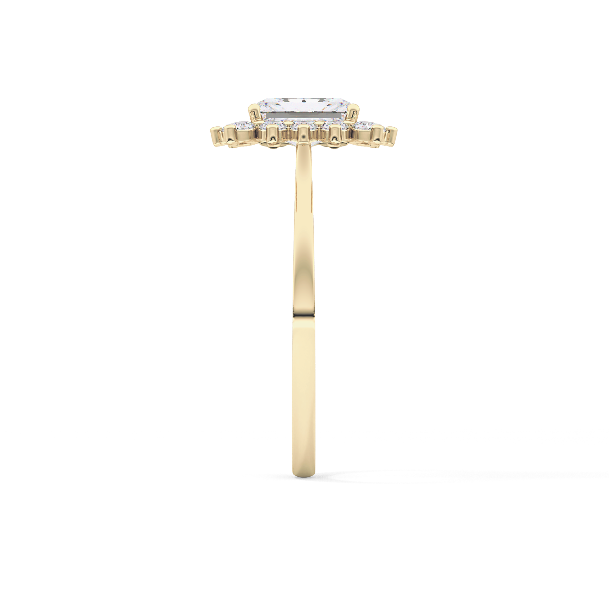 Radiant Cut 1.21 Carat Moissanite Ring – Halo Setting in Gold