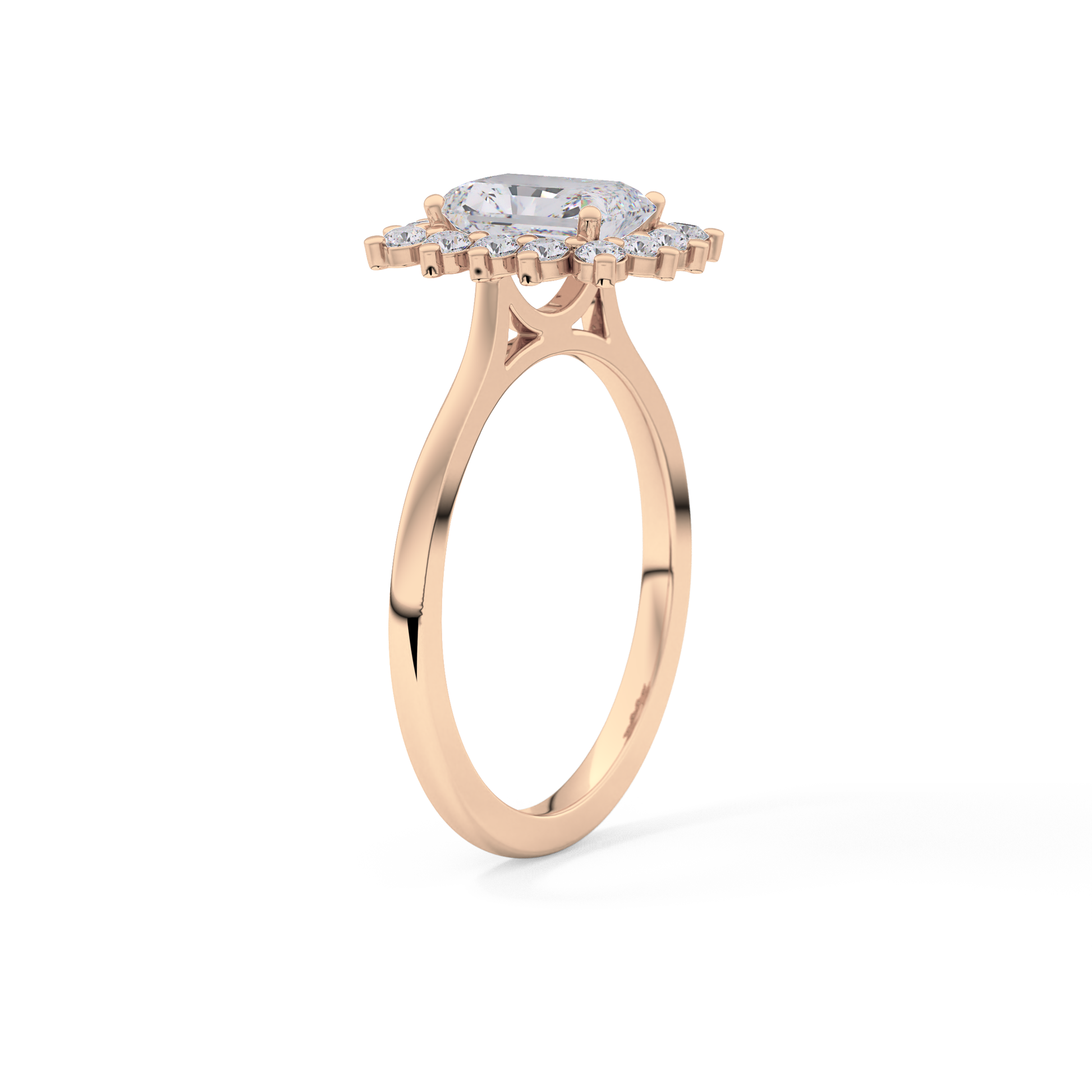 Radiant Cut 1.21 Carat Moissanite Ring – Halo Setting in Gold