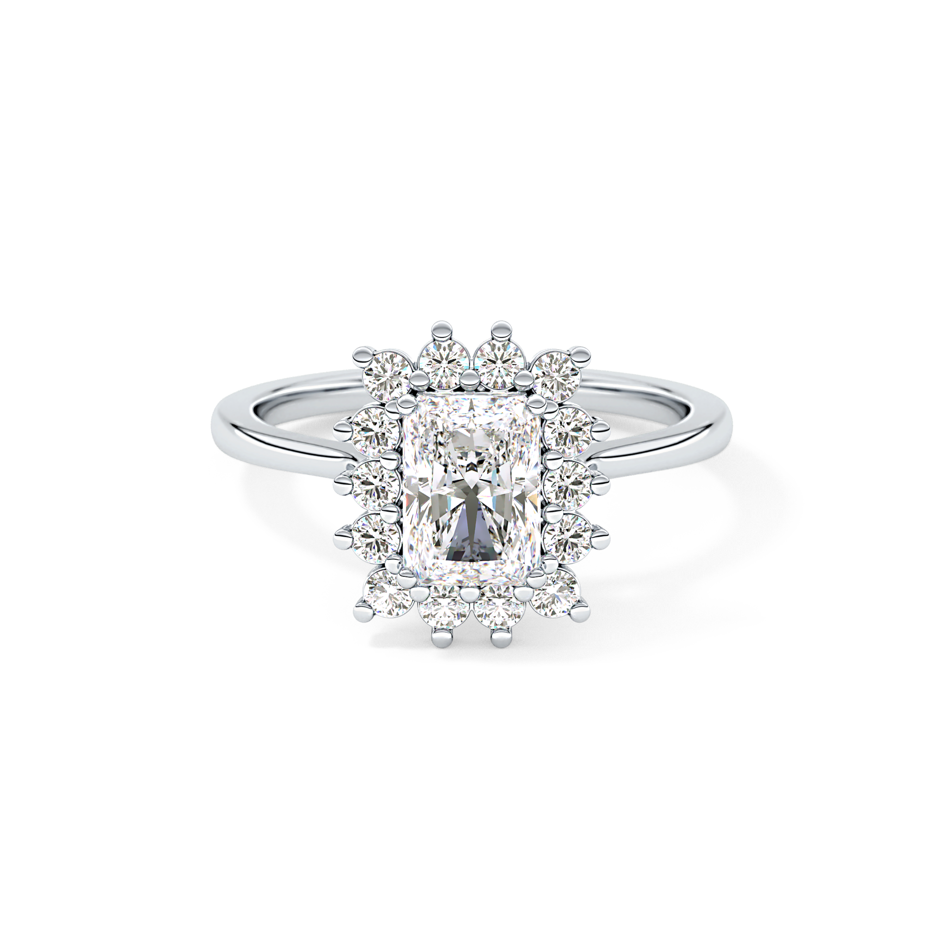 Radiant Cut 1.21 Carat Moissanite Ring – Halo Setting in Gold