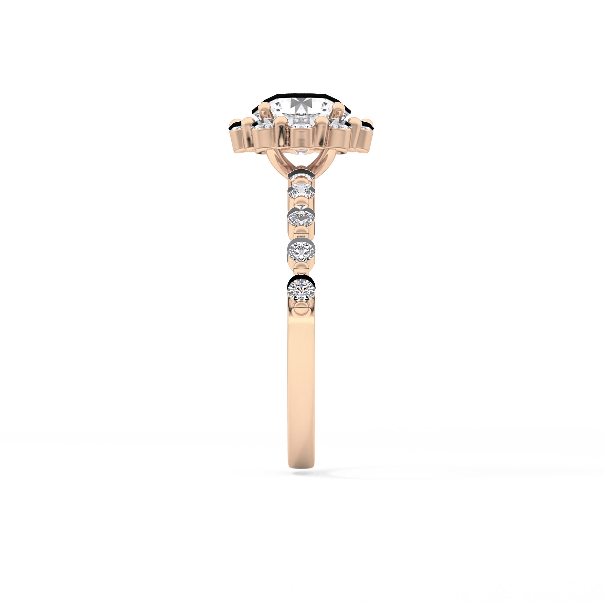 Radiant Cut 1.03 Carat Moissanite Ring – Halo and Pave Setting in Gold