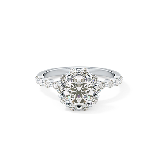 Radiant Cut 1.03 Carat Moissanite Ring – Halo and Pave Setting in Gold