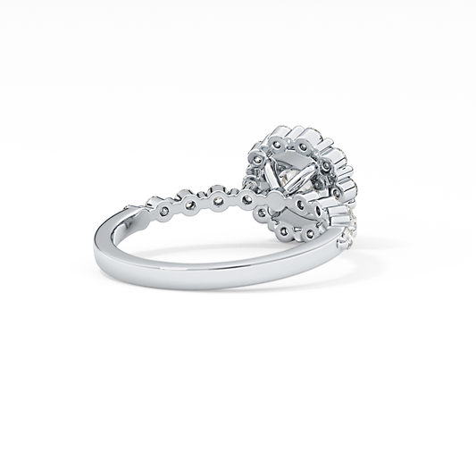 Radiant Cut 1.03 Carat Moissanite Ring – Halo and Pave Setting in Gold