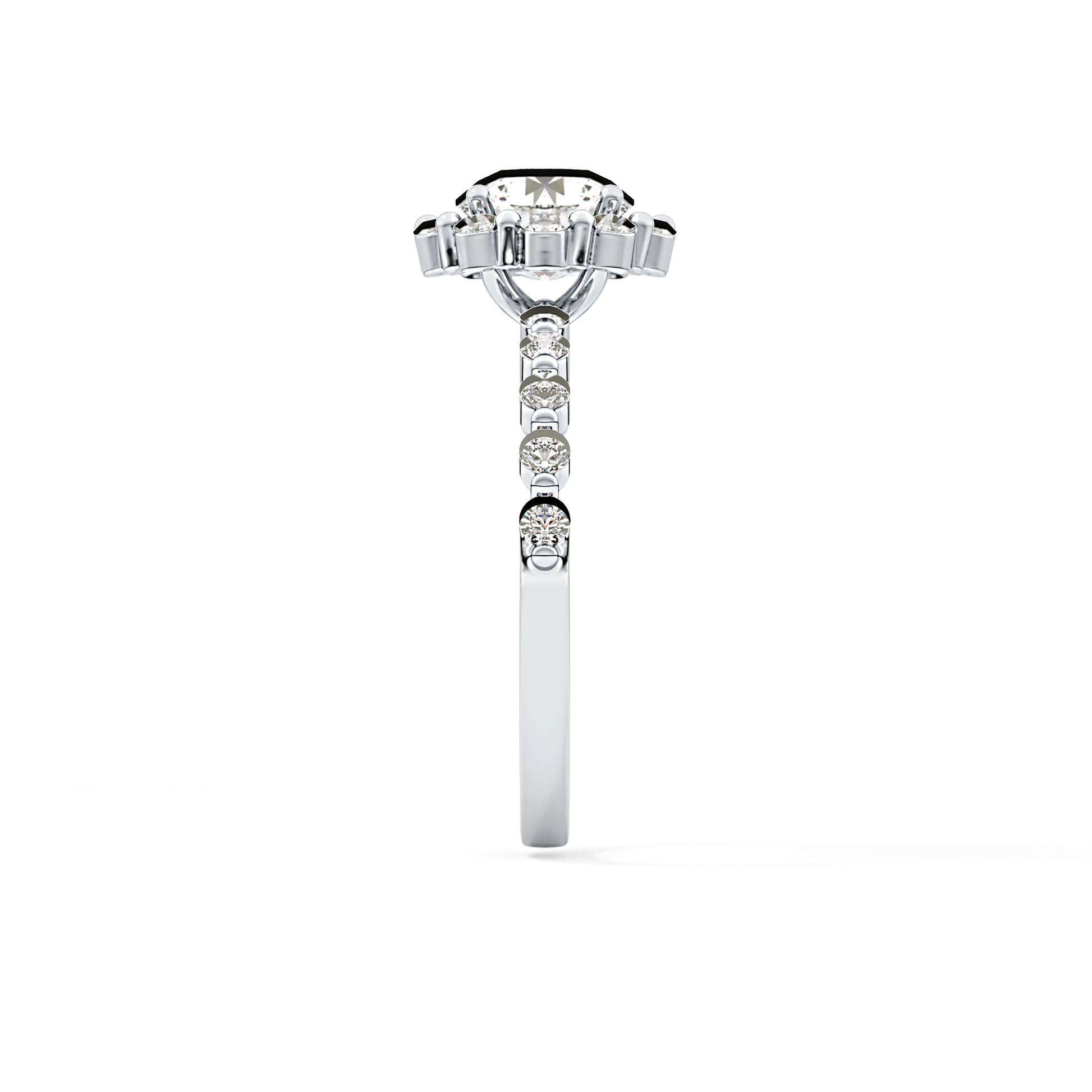 Radiant Cut 1.03 Carat Moissanite Ring – Halo and Pave Setting in Gold