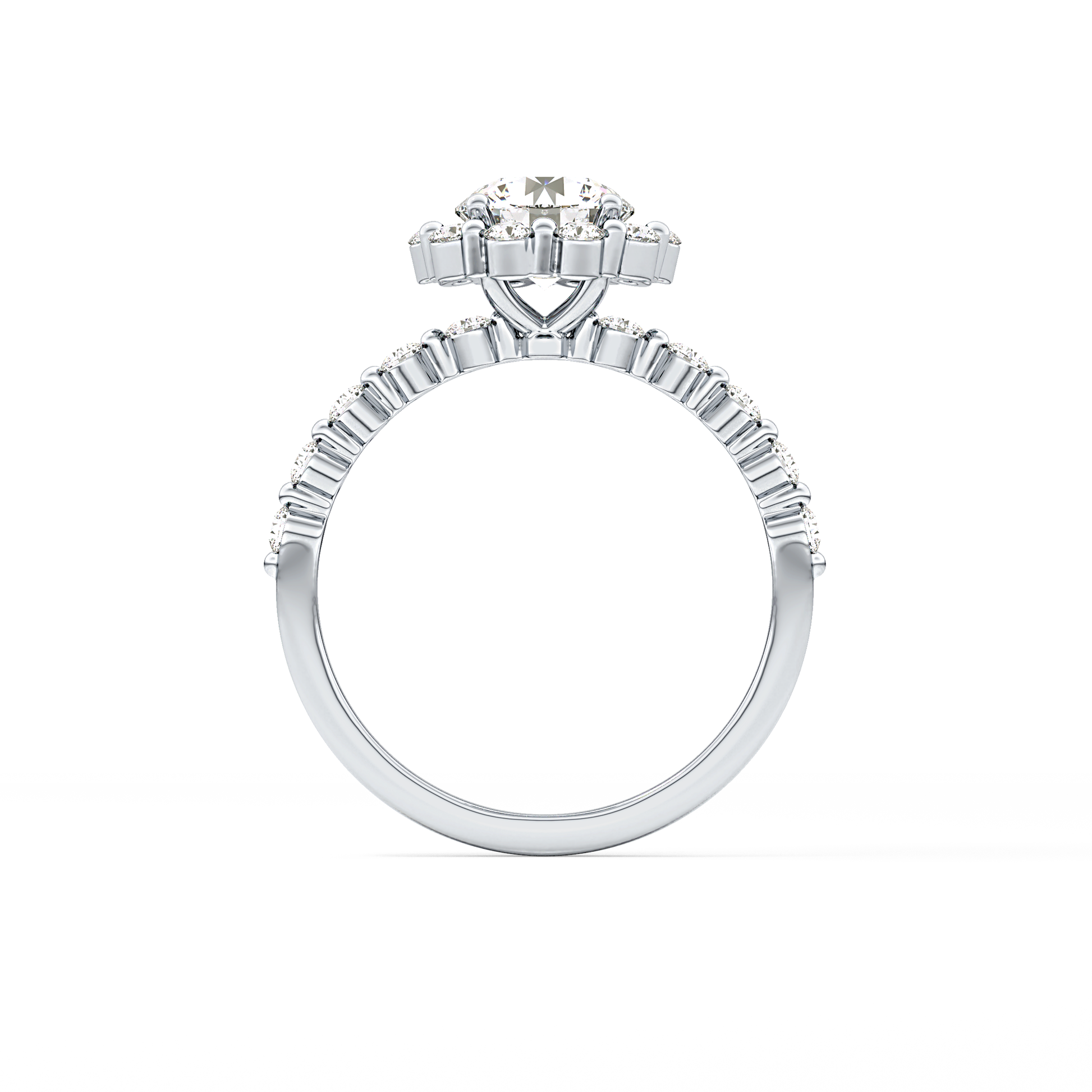 Radiant Cut 1.03 Carat Moissanite Ring – Halo and Pave Setting in Gold