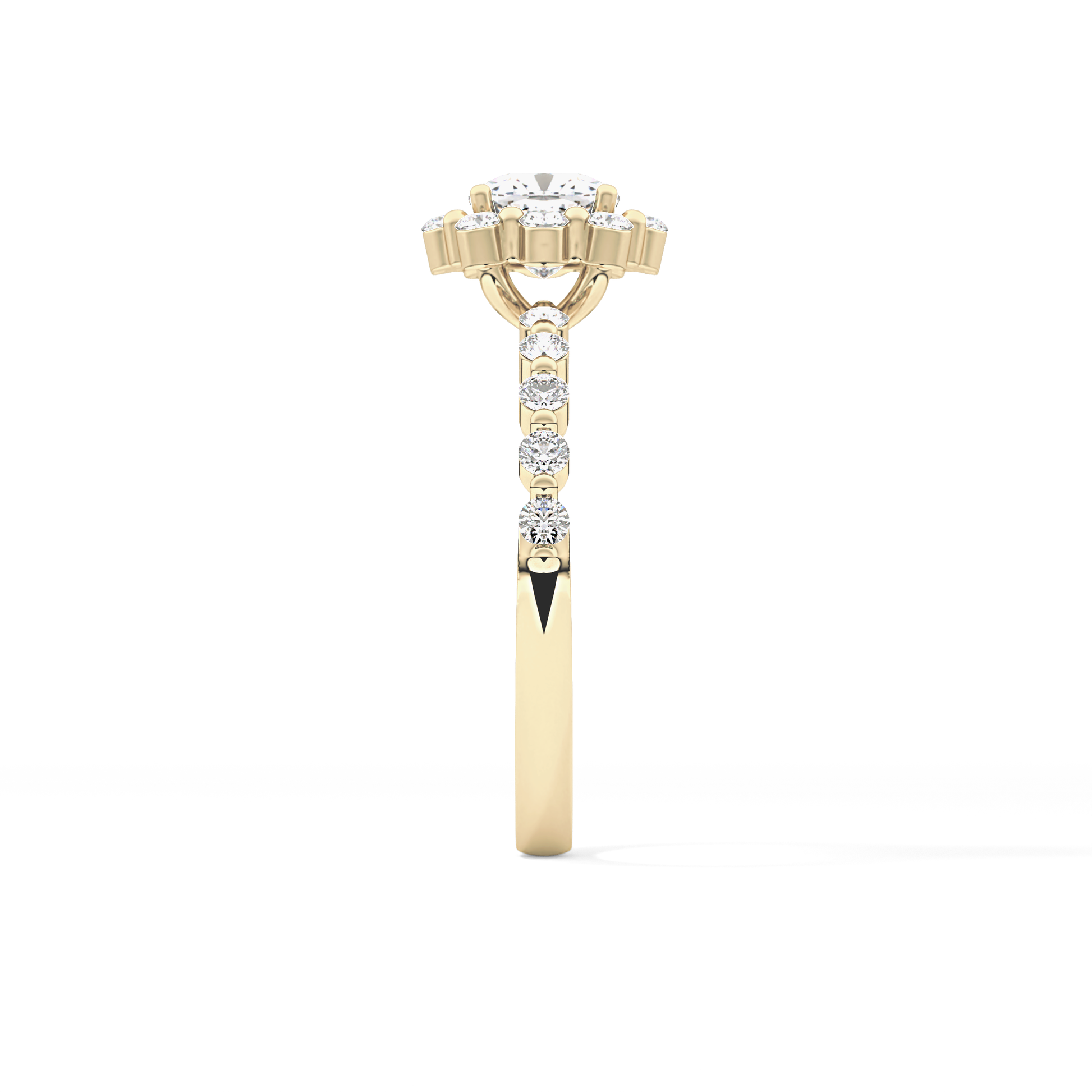 Cushion Cut 0.86 Carat Moissanite Ring – Halo and Pave Setting in Gold