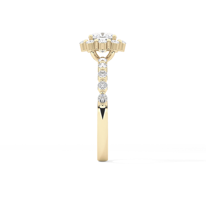Cushion Cut 0.86 Carat Moissanite Ring – Halo and Pave Setting in Gold