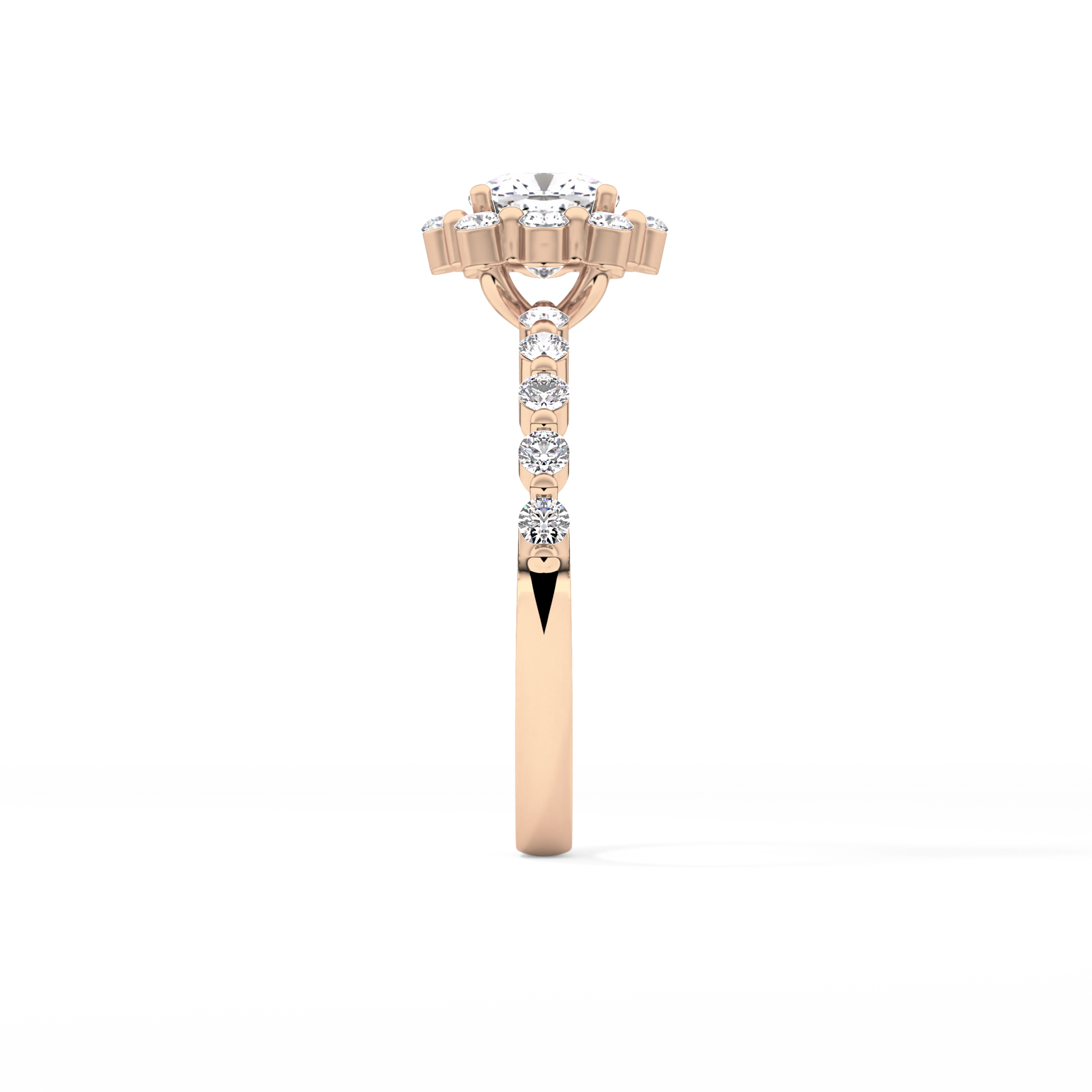 Cushion Cut 0.86 Carat Moissanite Ring – Halo and Pave Setting in Gold