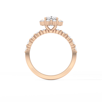 Cushion Cut 0.86 Carat Moissanite Ring – Halo and Pave Setting in Gold