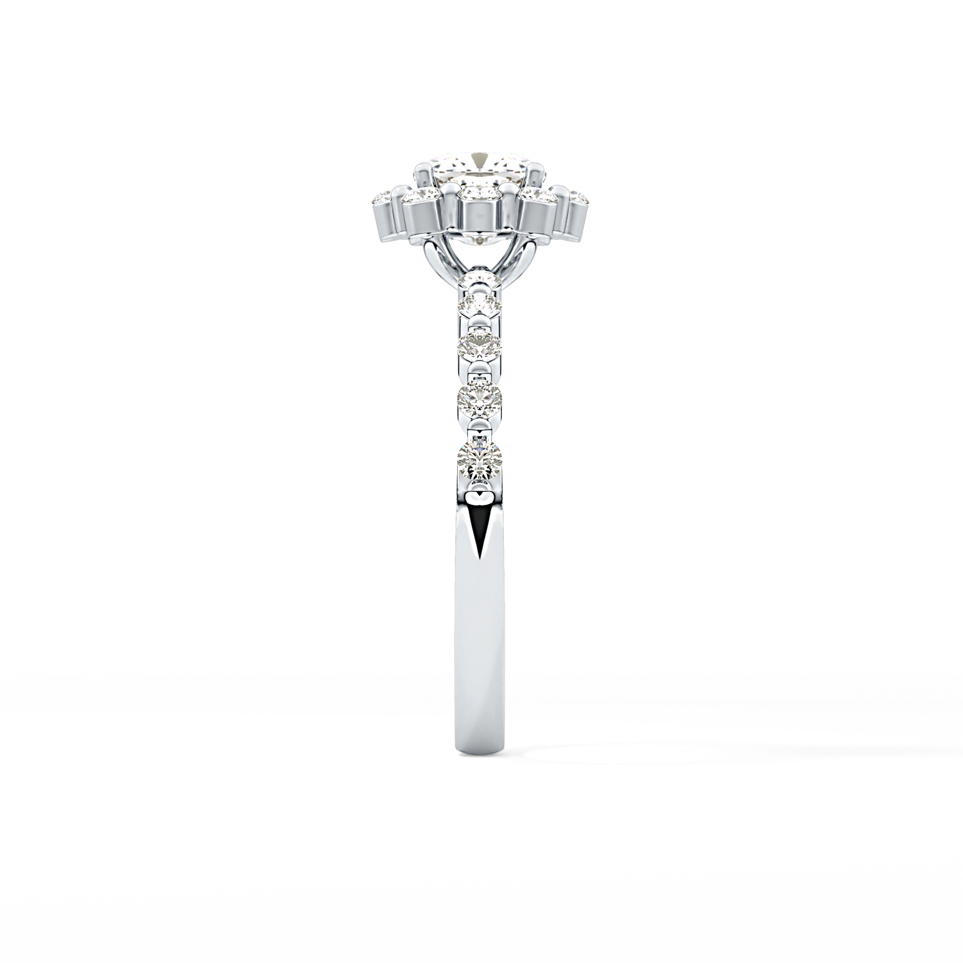 Cushion Cut 0.86 Carat Moissanite Ring – Halo and Pave Setting in Gold
