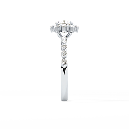 Cushion Cut 0.86 Carat Moissanite Ring – Halo and Pave Setting in Gold
