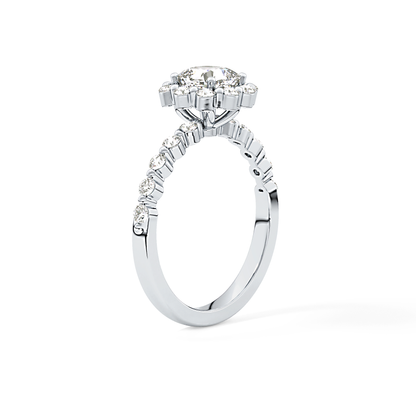 Cushion Cut 0.86 Carat Moissanite Ring – Halo and Pave Setting in Gold