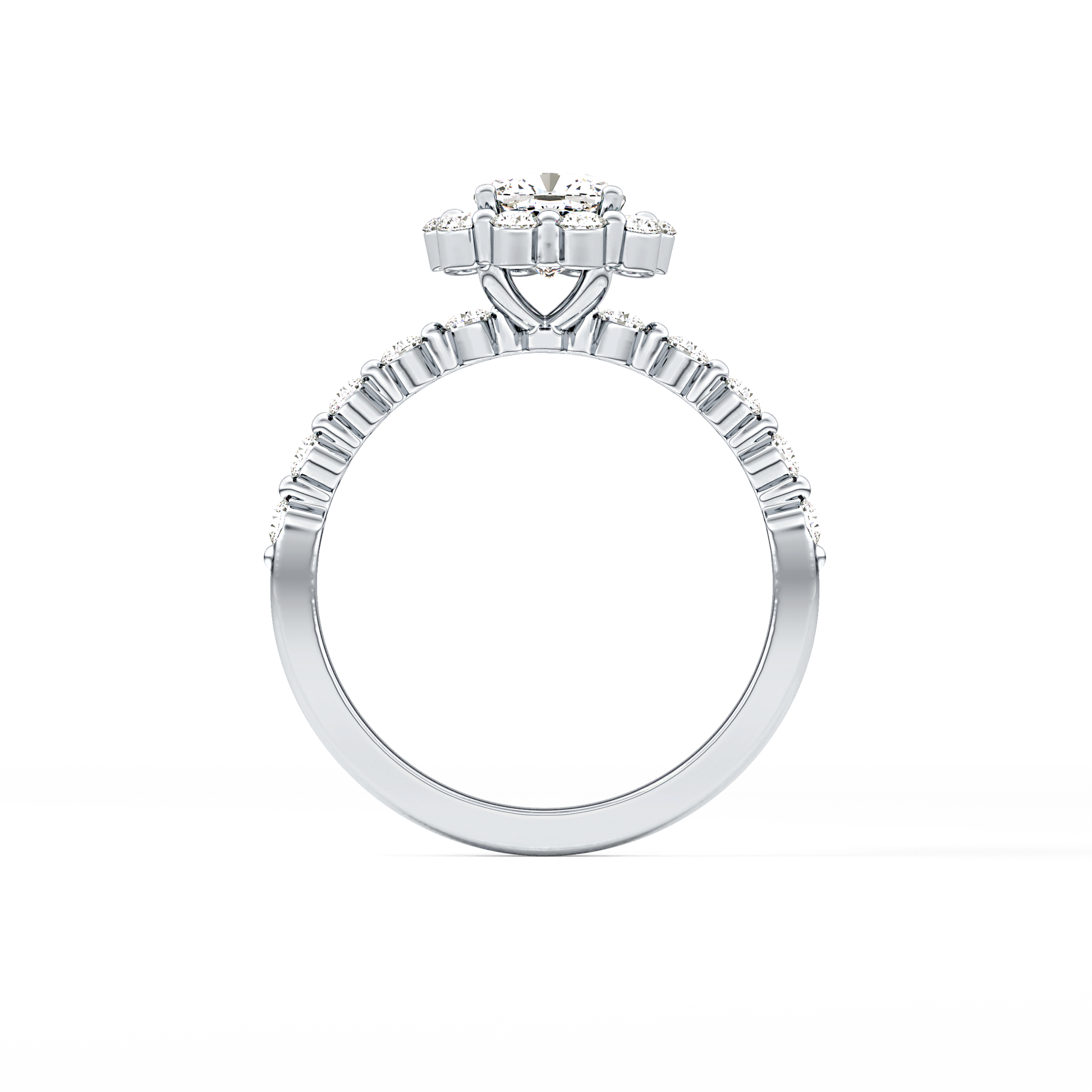 Cushion Cut 0.86 Carat Moissanite Ring – Halo and Pave Setting in Gold