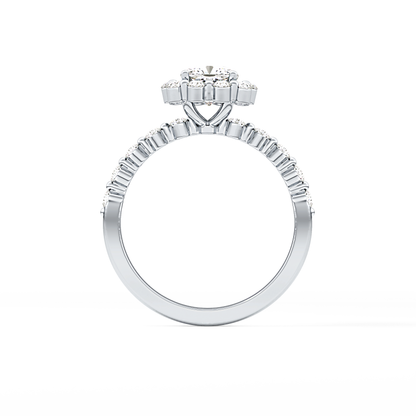 Cushion Cut 0.86 Carat Moissanite Ring – Halo and Pave Setting in Gold