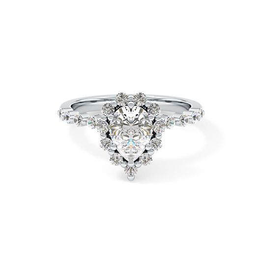 Pear Cut 0.81 Carat Moissanite Ring – Halo and Pave Setting in Gold