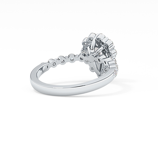 Pear Cut 0.81 Carat Moissanite Ring – Halo and Pave Setting in Gold