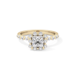 Princess Cut 0.78 Carat Moissanite Ring – Halo and Pave Setting in Gold