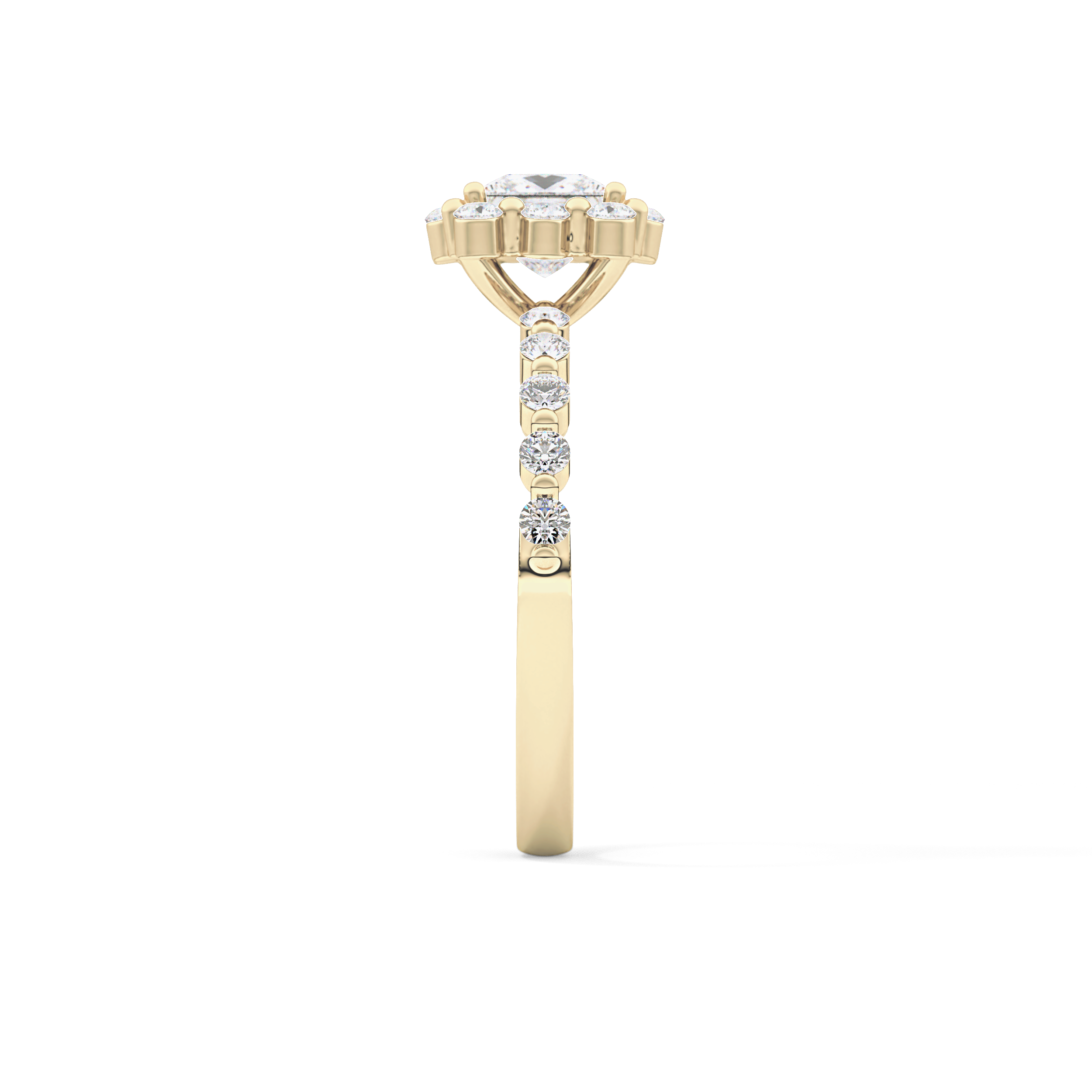 Princess Cut 0.78 Carat Moissanite Ring – Halo and Pave Setting in Gold