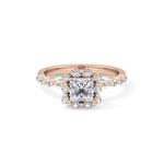 Princess Cut 0.78 Carat Moissanite Ring – Halo and Pave Setting in Gold