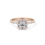 Princess Cut 0.78 Carat Moissanite Ring – Halo and Pave Setting in Gold