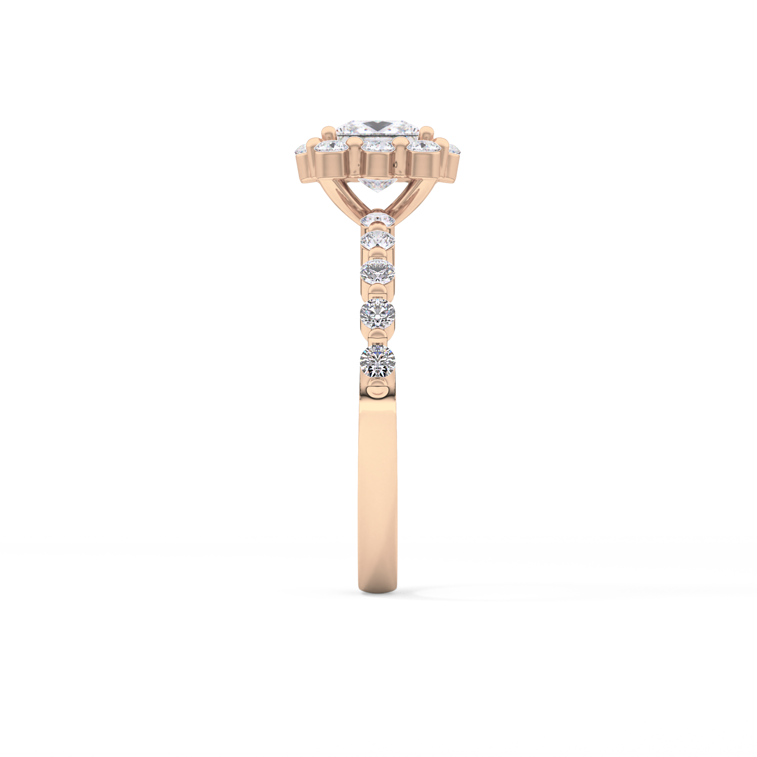 Princess Cut 0.78 Carat Moissanite Ring – Halo and Pave Setting in Gold