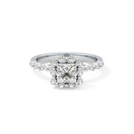 Princess Cut 0.78 Carat Moissanite Ring – Halo and Pave Setting in Gold