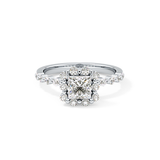Princess Cut 0.78 Carat Moissanite Ring – Halo and Pave Setting in Gold