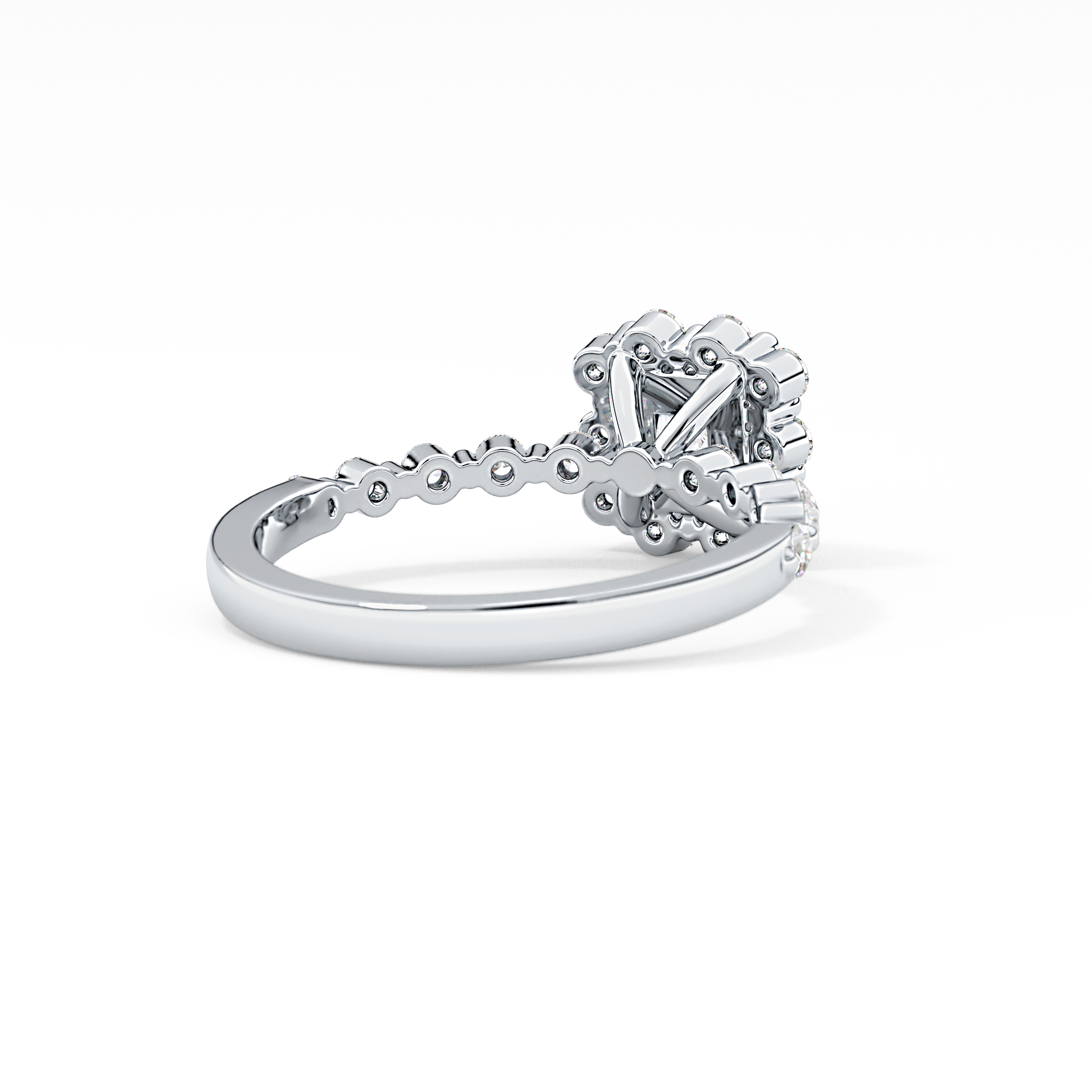 Princess Cut 0.78 Carat Moissanite Ring – Halo and Pave Setting in Gold