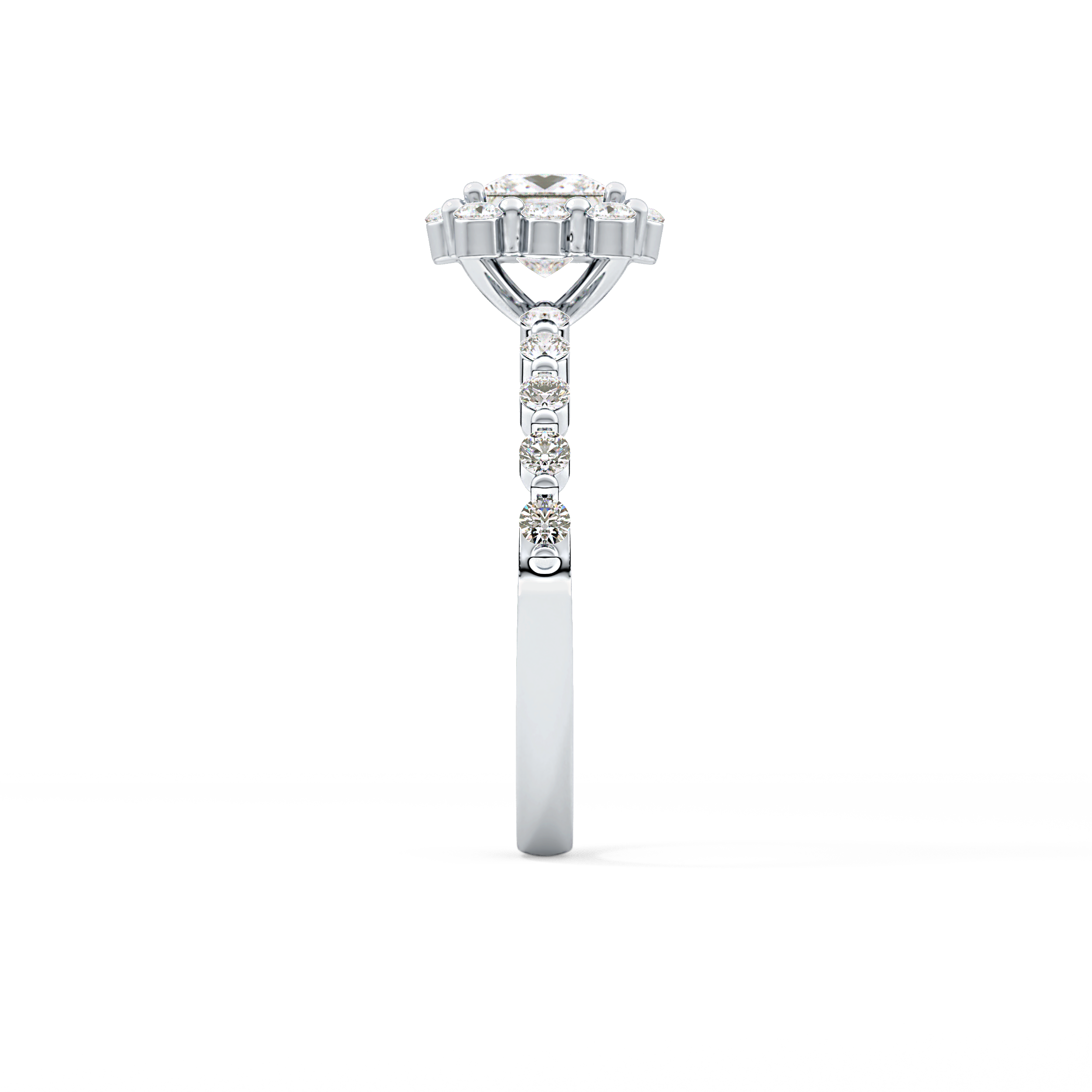 Princess Cut 0.78 Carat Moissanite Ring – Halo and Pave Setting in Gold
