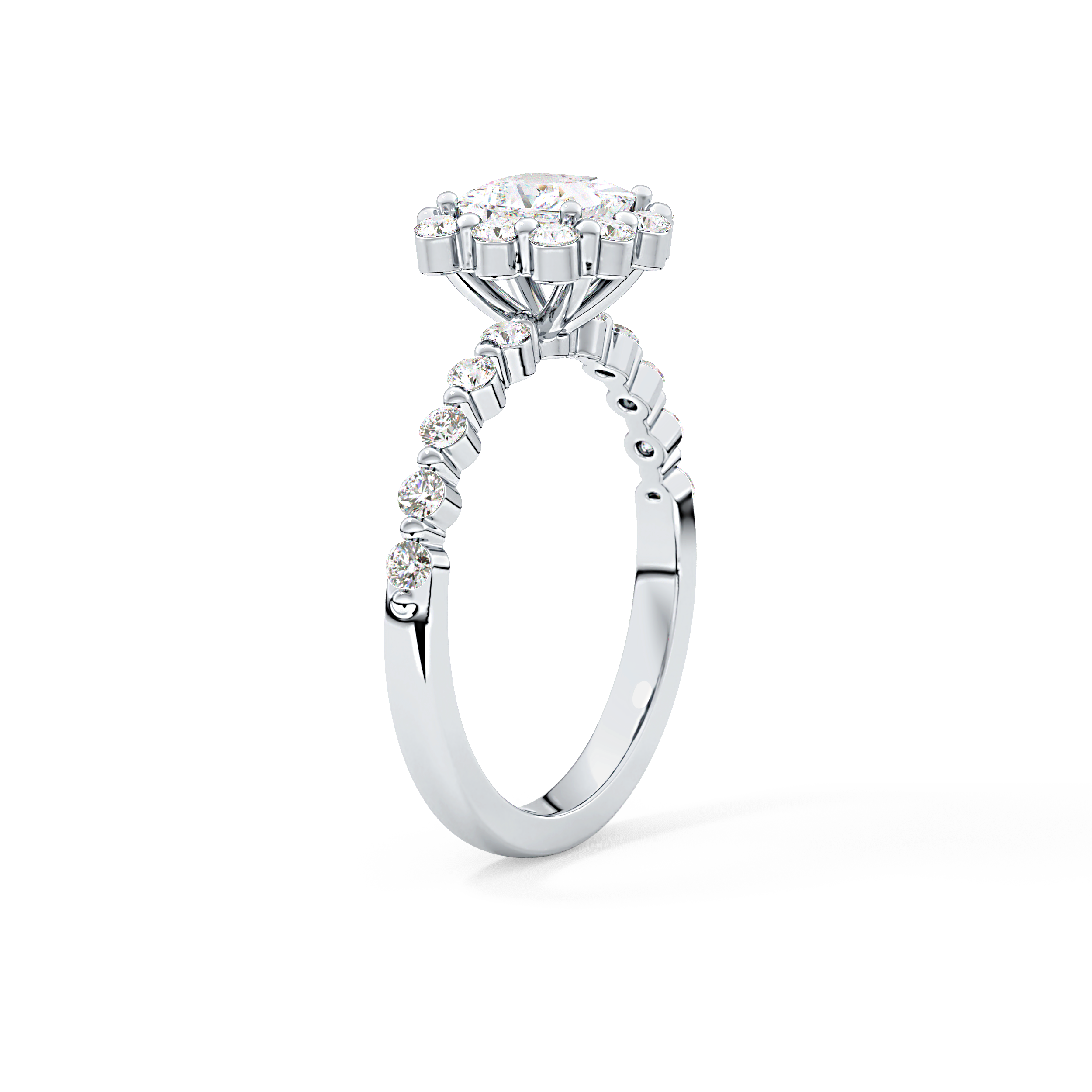 Princess Cut 0.78 Carat Moissanite Ring – Halo and Pave Setting in Gold
