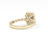 Emerald Cut 1.02 Carat Moissanite Ring – Halo and Pave Setting in Gold