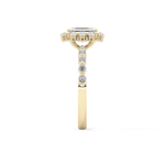 Emerald Cut 1.02 Carat Moissanite Ring – Halo and Pave Setting in Gold