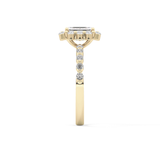 Emerald Cut 1.02 Carat Moissanite Ring – Halo and Pave Setting in Gold