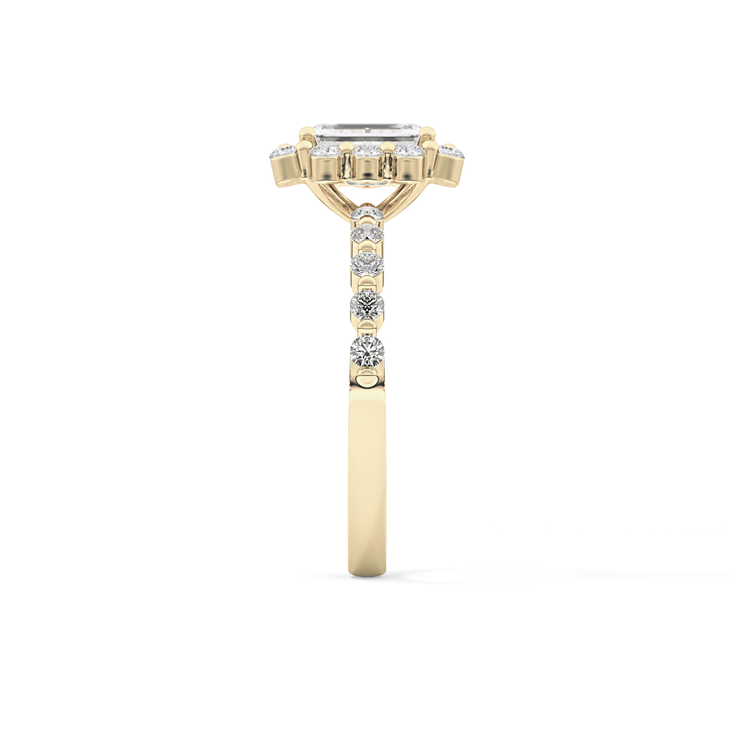 Emerald Cut 1.02 Carat Moissanite Ring – Halo and Pave Setting in Gold